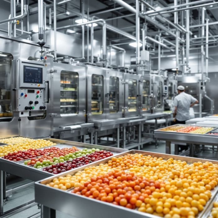 Food processing facility with produce on sorting lines