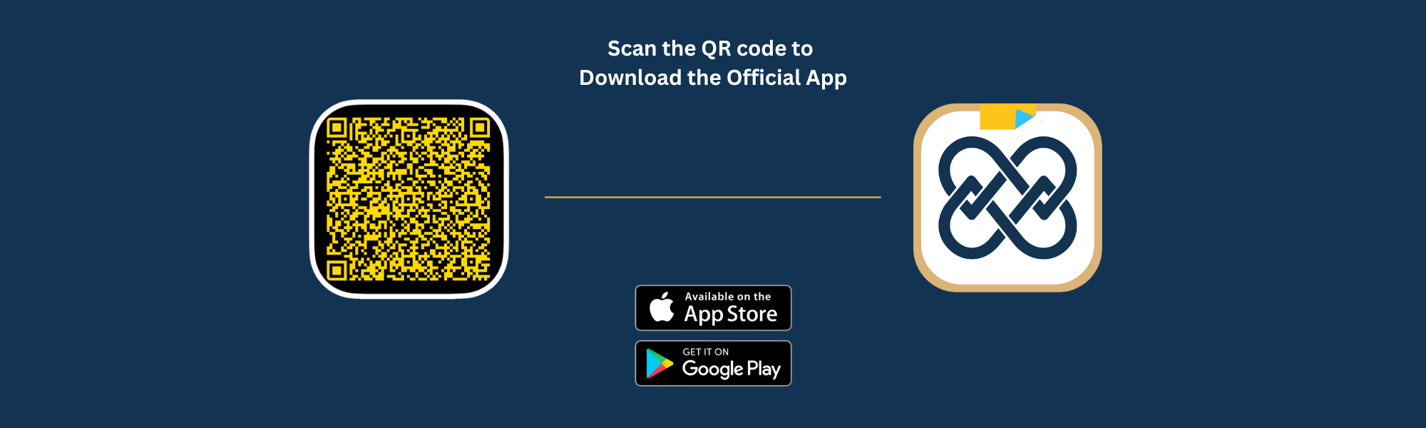 QR code and app icon for downloading a Food Service official app on a blue background