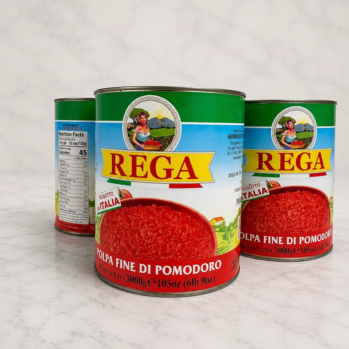 Rega Crushed Tomato for Pizza Sauce | Italian Fine Tomato Pulp 6 lb 9 oz (105 oz)
