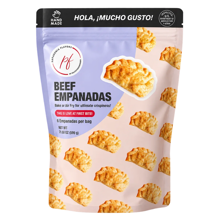 PF Empanadas Beef retail bag containing 6 frozen empanadas